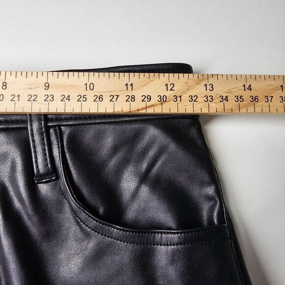 Abercrombie & Fitch Ankle Straight Ultra High Rise Pants Faux Leather Black 26/2 - Picture 6 of 11